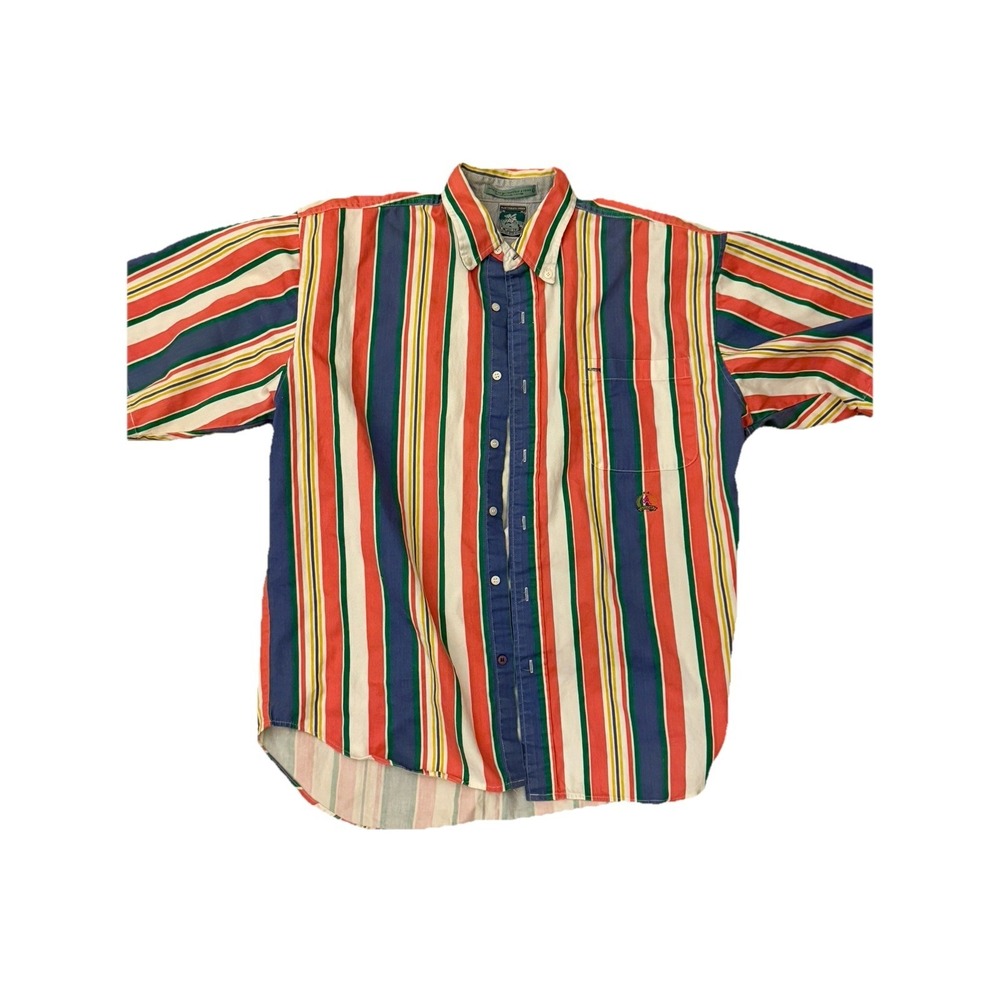 Mcintosh & Seymour Vintage Button Up Vertical Stripe 90's Soccer Rugby SS L